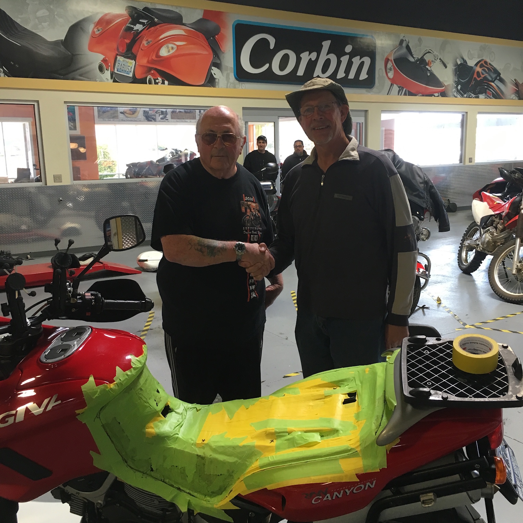 Dan on vintage motorcycle